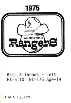 1975 TCMA Anderson Rangers #NNO Bill Patten Back