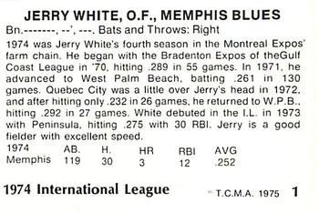 1975 TCMA International League All-Stars #1 Jerry White Back