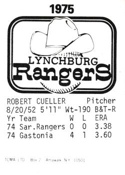 1975 TCMA Lynchburg Rangers #NNO Bobby Cuellar Back