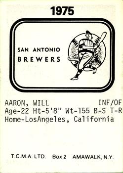 1975 TCMA San Antonio Brewers #NNO Wil Aaron Back
