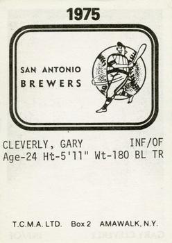 1975 TCMA San Antonio Brewers #NNO Gary Cleverly Back
