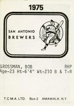 1975 TCMA San Antonio Brewers #NNO Bob Grossman Back