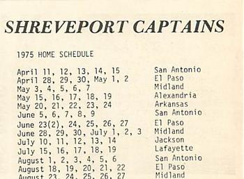 1975 TCMA Shreveport Captains #NNO Ken Melvin Back