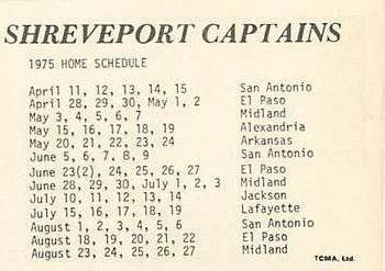 1975 TCMA Shreveport Captains #NNO William Thomas Back