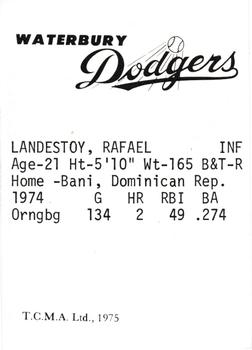 1975 TCMA Waterbury Dodgers #NNO Rafael Landestoy Back
