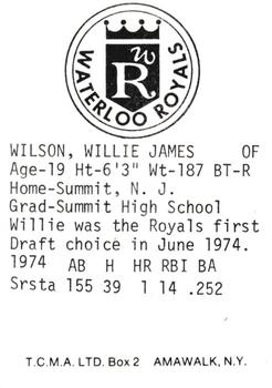 1975 TCMA Waterloo Royals #NNO Willie Wilson Back