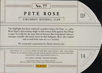 2014 Panini National Treasures - Baseball Signature Die Cuts #77 Pete Rose Back