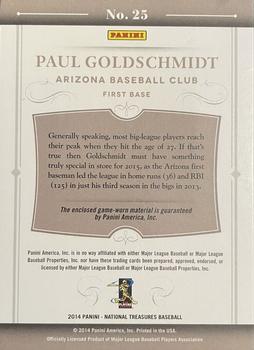 2014 Panini National Treasures - Colossal Materials #25 Paul Goldschmidt Back