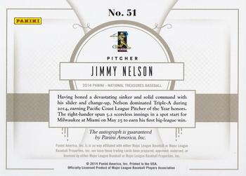 2014 Panini National Treasures - Game Ball Signatures #51 Jimmy Nelson Back