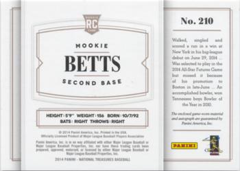 2014 Panini National Treasures - Rookie Material Signatures Gold #210 Mookie Betts Back