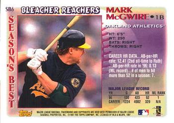1997 Topps - Season's Best #SB6 Mark McGwire Back