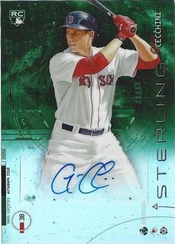 2014 Bowman Sterling - Rookie Autographs Green Refractors #BSRA-GC Garin Cecchini Front