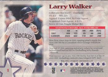 1997 Topps Stars #1 Larry Walker Back