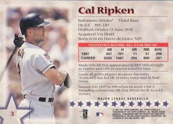 1997 Topps Stars #3 Cal Ripken Jr. Back