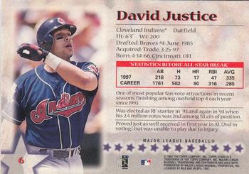 1997 Topps Stars #6 David Justice Back