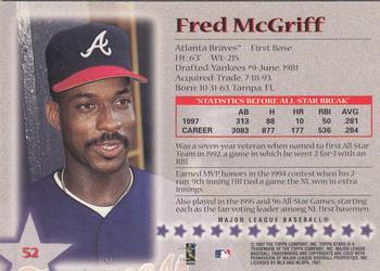 1997 Topps Stars #52 Fred McGriff Back