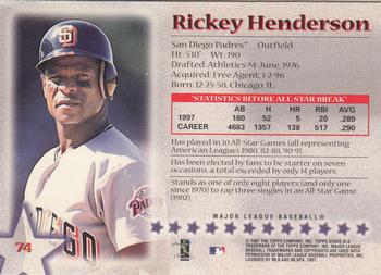 1997 Topps Stars #74 Rickey Henderson Back