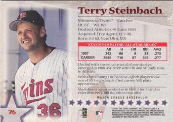 1997 Topps Stars #76 Terry Steinbach Back