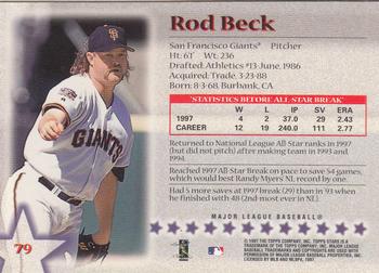 1997 Topps Stars #79 Rod Beck Back