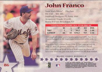 1997 Topps Stars #86 John Franco Back