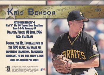 1997 Topps Stars #103 Kris Benson Back