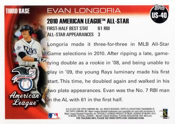 2010 Topps Update #US-40 Evan Longoria Back