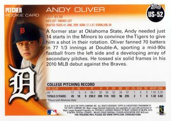 2010 Topps Update #US-52 Andy Oliver Back
