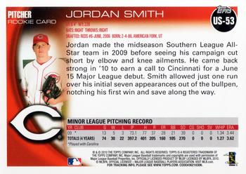 2010 Topps Update #US-53 Jordan Smith Back