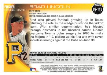 2010 Topps Update #US-115 Brad Lincoln Back