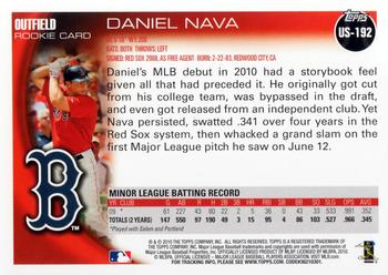 2010 Topps Update #US-192 Daniel Nava Back