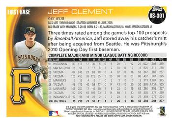 2010 Topps Update #US-301 Jeff Clement Back