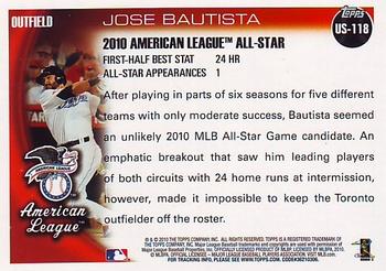 2010 Topps Update #US-118 Jose Bautista Back