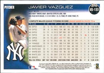 2010 Topps Update #US-133 Javier Vazquez Back