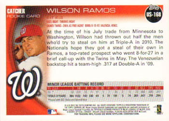2010 Topps Update #US-168 Wilson Ramos Back