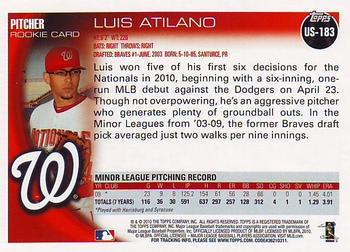 2010 Topps Update #US-183 Luis Atilano Back