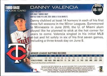 2010 Topps Update #US-191 Danny Valencia Back