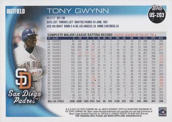 2010 Topps Update #US-203 Tony Gwynn Back