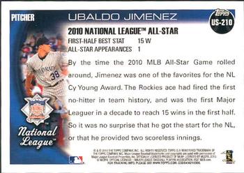 2010 Topps Update #US-210 Ubaldo Jimenez Back
