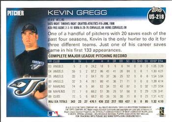 2010 Topps Update #US-218 Kevin Gregg Back