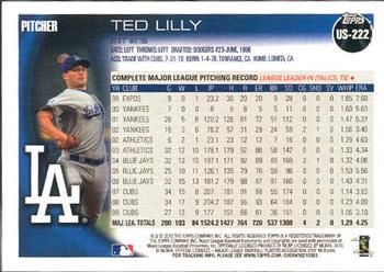 2010 Topps Update #US-222 Ted Lilly Back