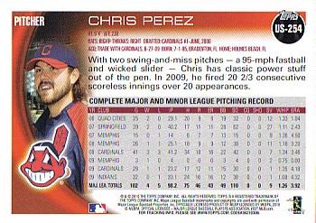 2010 Topps Update #US-254 Chris Perez Back