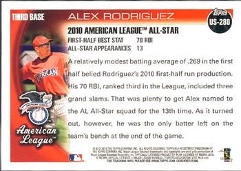 2010 Topps Update #US-280 Alex Rodriguez Back
