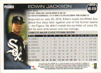 2010 Topps Update #US-315 Edwin Jackson Back