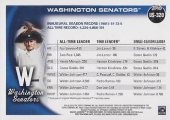 2010 Topps Update #US-320 Washington Senators Back