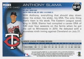 2010 Topps Update #US-41 Anthony Slama Back