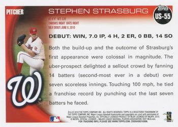 2010 Topps Update #US-55 Stephen Strasburg Back