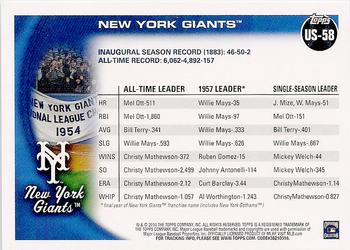 2010 Topps Update #US-58 New York Giants Back