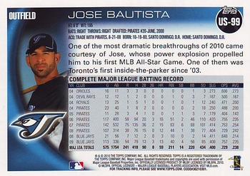 2010 Topps Update #US-99 Jose Bautista Back