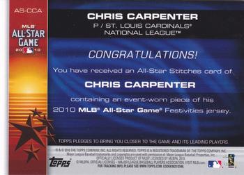 2010 Topps Update - All-Star Stitches #AS-CCA Chris Carpenter Back