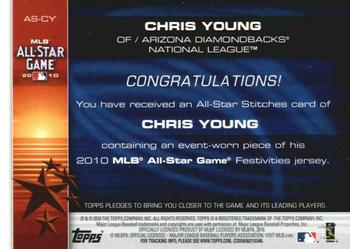 2010 Topps Update - All-Star Stitches #AS-CY Chris Young Back